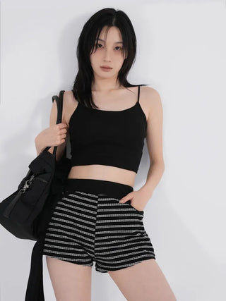 Nerel color-block striped knit shorts