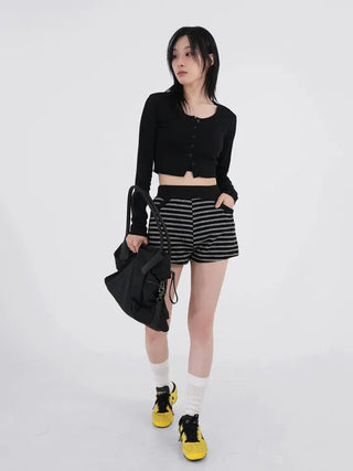 Nerel color-block striped knit shorts