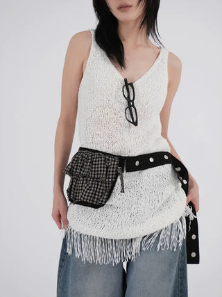 Use Check Tiered Belt Bag