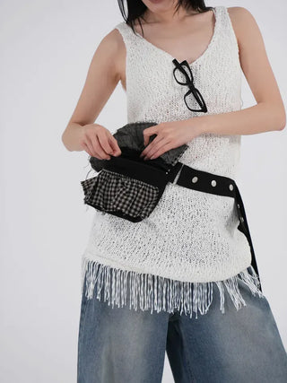 Use Check Tiered Belt Bag
