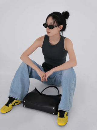 BL Semi-Wide Long Denim Pants