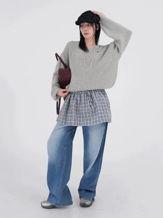 BL Semi-Wide Long Denim Pants