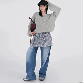 BL Semi-Wide Long Denim Pants