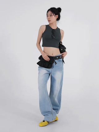 BL Semi-Wide Long Denim Pants