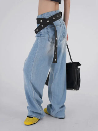BL Semi-Wide Long Denim Pants
