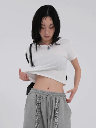 Belka U-neck Crop Short Sleeve T-shirt
