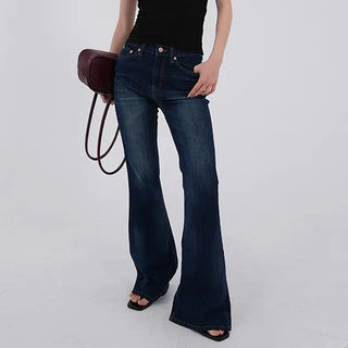 Noble Brush Washed High Bootcut Denim Pants