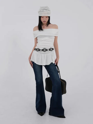 Noble Brush Washed High Bootcut Denim Pants
