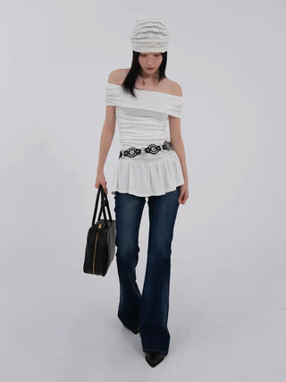Noble Brush Washed High Bootcut Denim Pants