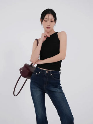 Noble Brush Washed High Bootcut Denim Pants
