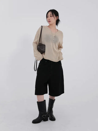 Perrin Mesh Wing Half Bermuda Denim Pants