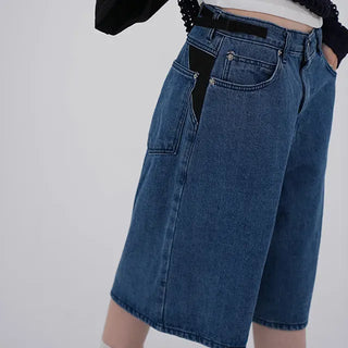 Perrin Mesh Wing Half Bermuda Denim Pants