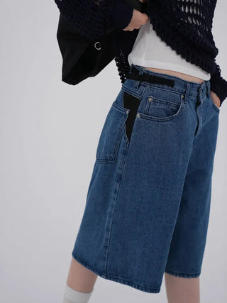 Perrin Mesh Wing Half Bermuda Denim Pants