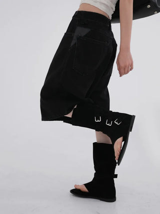 Perrin Mesh Wing Half Bermuda Denim Pants
