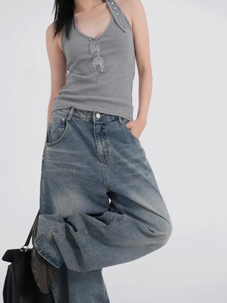 Ariel Heart Waist Vintage Denim Pants