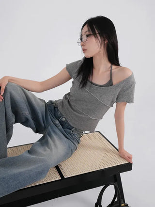 Ariel Heart Waist Vintage Denim Pants