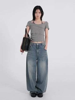 Ariel Heart Waist Vintage Denim Pants