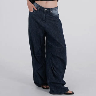 Valenlia Fold Wide Denim Long Pants
