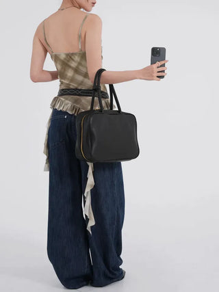 Valenlia Fold Wide Denim Long Pants