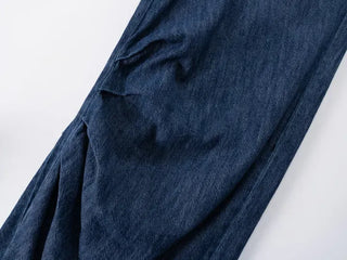 Valenlia Fold Wide Denim Long Pants