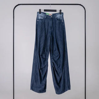 Valenlia Fold Wide Denim Long Pants