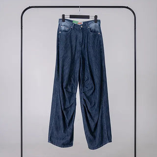 Valenlia Fold Wide Denim Long Pants