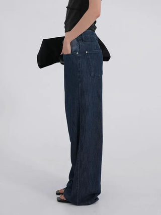 Valenlia Fold Wide Denim Long Pants