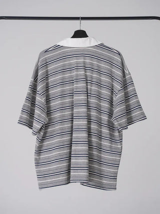 Zeraffin Striped Collar Oversized T-shirt