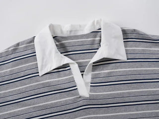 Zeraffin Striped Collar Oversized T-shirt