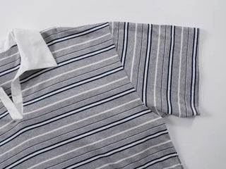 Zeraffin Striped Collar Oversized T-shirt