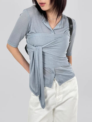 Anu See-through Wrapping Cardigan
