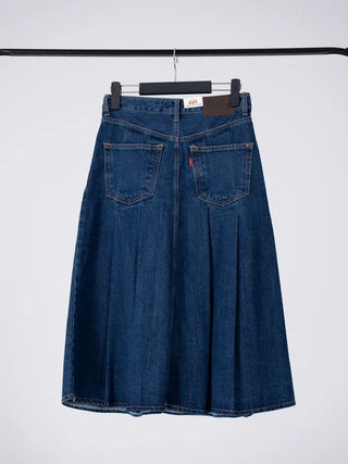Paileena Pleated Denim Midi Skirt