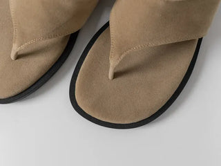 Wenirel Three-Buckle Suede Flip-flop Boots
