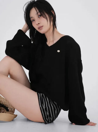Fornell Pendant Linen V-Neck Knit