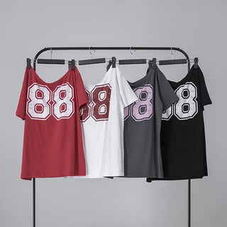 Neriel Numbering Short Sleeve One-Shoulder T-Shirt