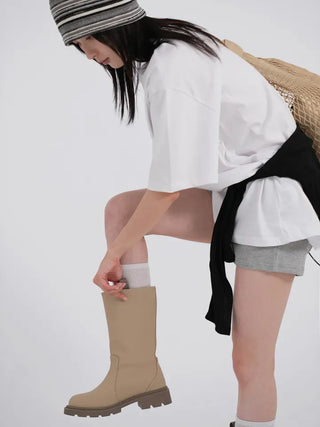 Lenticular Simple Mid-length Rain Boots