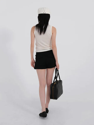 Arabelle Wide-Waisted Simple Cotton Shorts