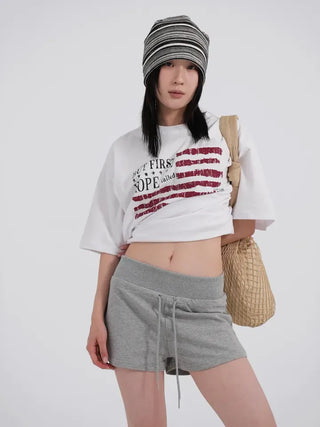 Arabelle Wide-Waisted Simple Cotton Shorts