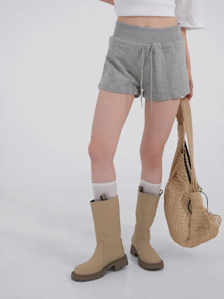 Arabelle Wide-Waisted Simple Cotton Shorts