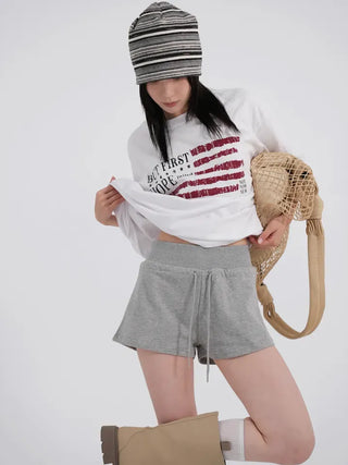 Arabelle Wide-Waisted Simple Cotton Shorts