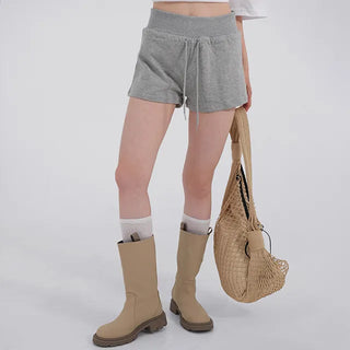 Arabelle Wide-Waisted Simple Cotton Shorts
