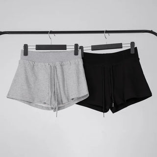 Arabelle Wide-Waisted Simple Cotton Shorts