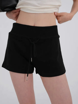 Arabelle Wide-Waisted Simple Cotton Shorts
