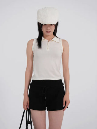 Arabelle Wide-Waisted Simple Cotton Shorts