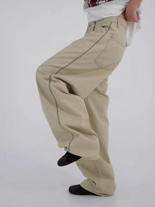 Solka Side Stitch Wide Cotton Pants