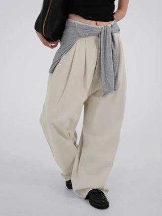 Birelin Pintuck Balloon Fit Wide Cotton Pants