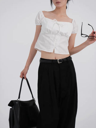 Birelin Pintuck Balloon Fit Wide Cotton Pants