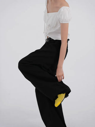 Birelin Pintuck Balloon Fit Wide Cotton Pants