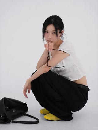 Birelin Pintuck Balloon Fit Wide Cotton Pants