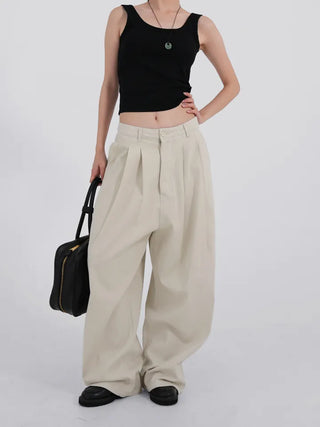 Birelin Pintuck Balloon Fit Wide Cotton Pants